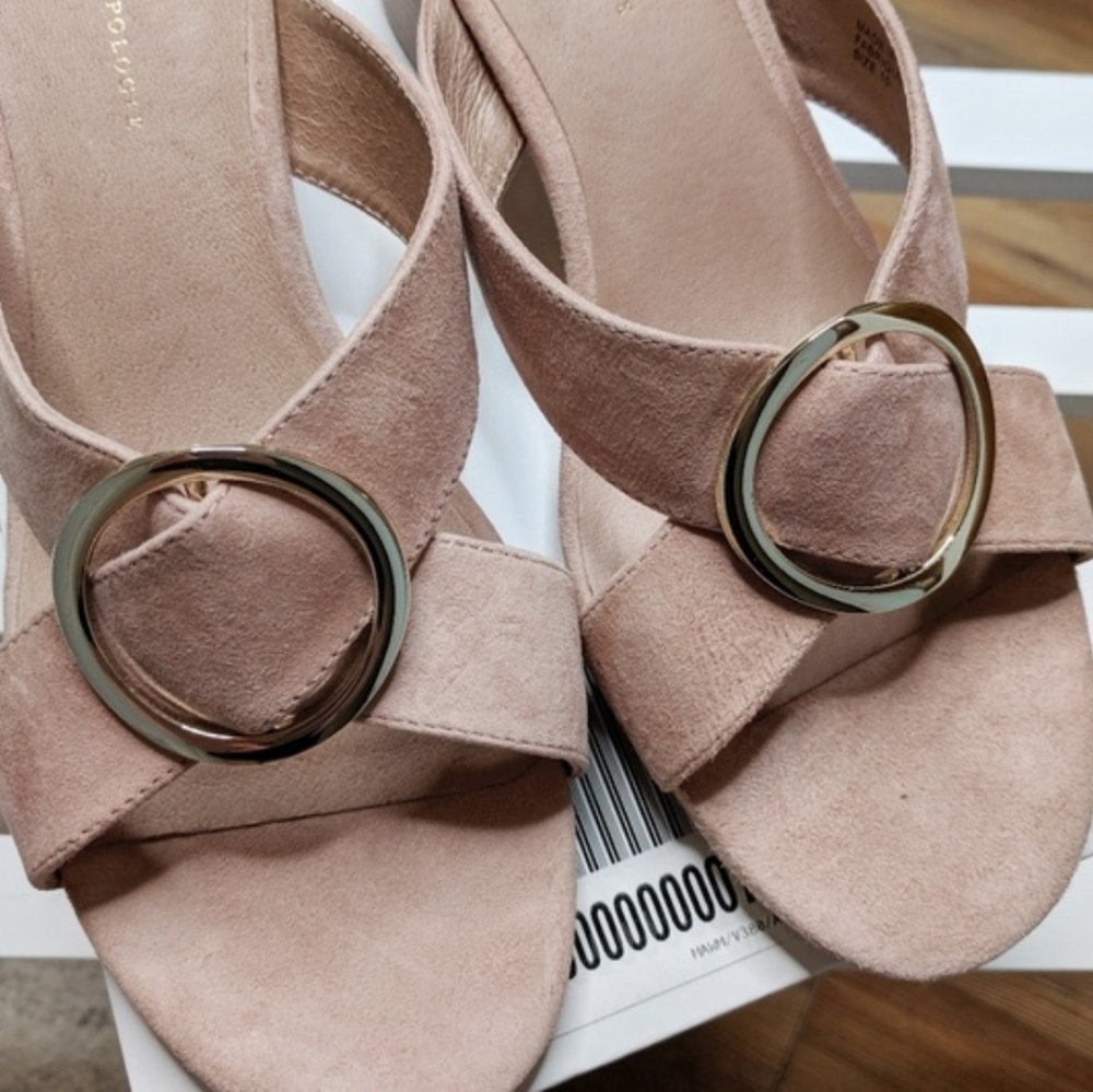 NEW Anthropologie Pink Jessie Suede Heels - Picture 2 of 5